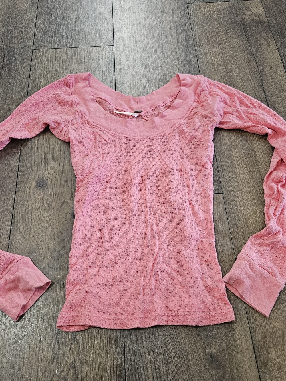 Free People Pink Long Sleeve Scoop Neck Top